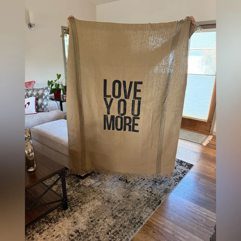 Tan 'Love You More' Wall Hanging or Blanket
